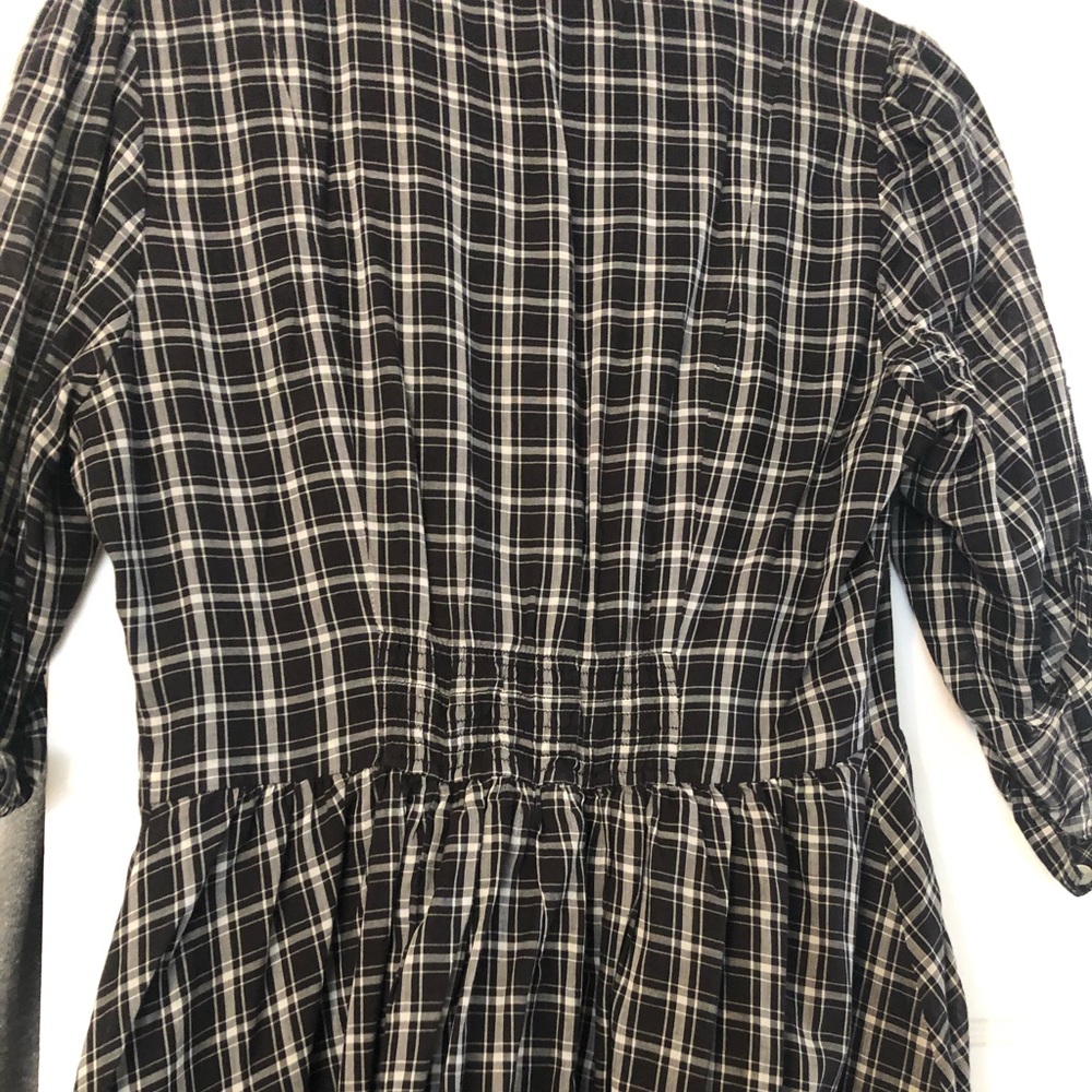 Moulinette Soeurs Black Plaid Button-Down Long Sleeve Dress - Picture 8 of 9